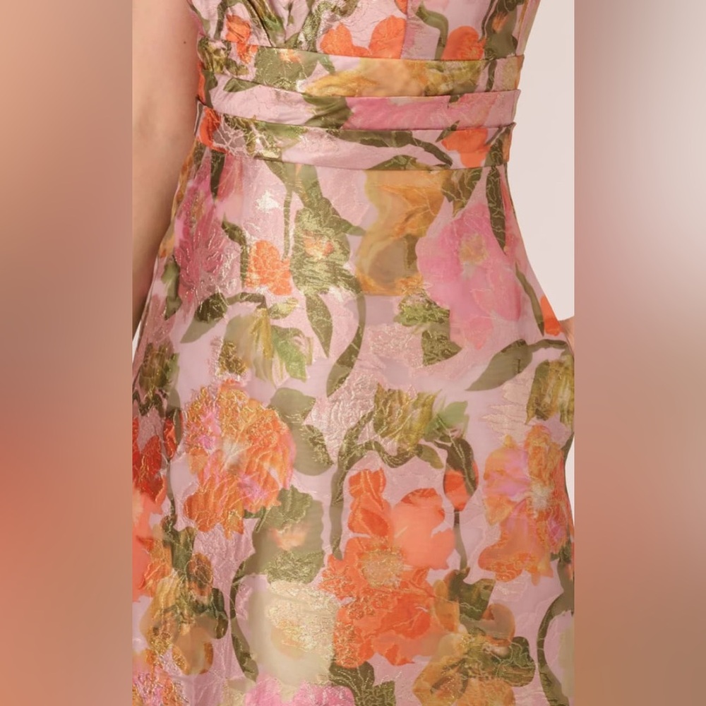 NWT Adrianna Papell Multi Floral Jacquard Midi Dress Sz 6 - Picture 7 of 16